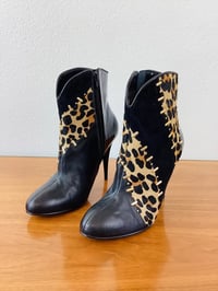 Image 5 of Vintage Leopard Print & Black Leather Beverly Feldman High Heel Boots