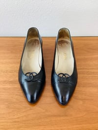 Image 1 of Vintage Chanel Black Leather Low Heel Shoes