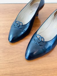 Image 3 of Vintage Chanel Black Leather Low Heel Shoes