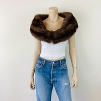 Image 2 of Vintage 1950s Sable Mink Fur Stole / Shoulder Wrap