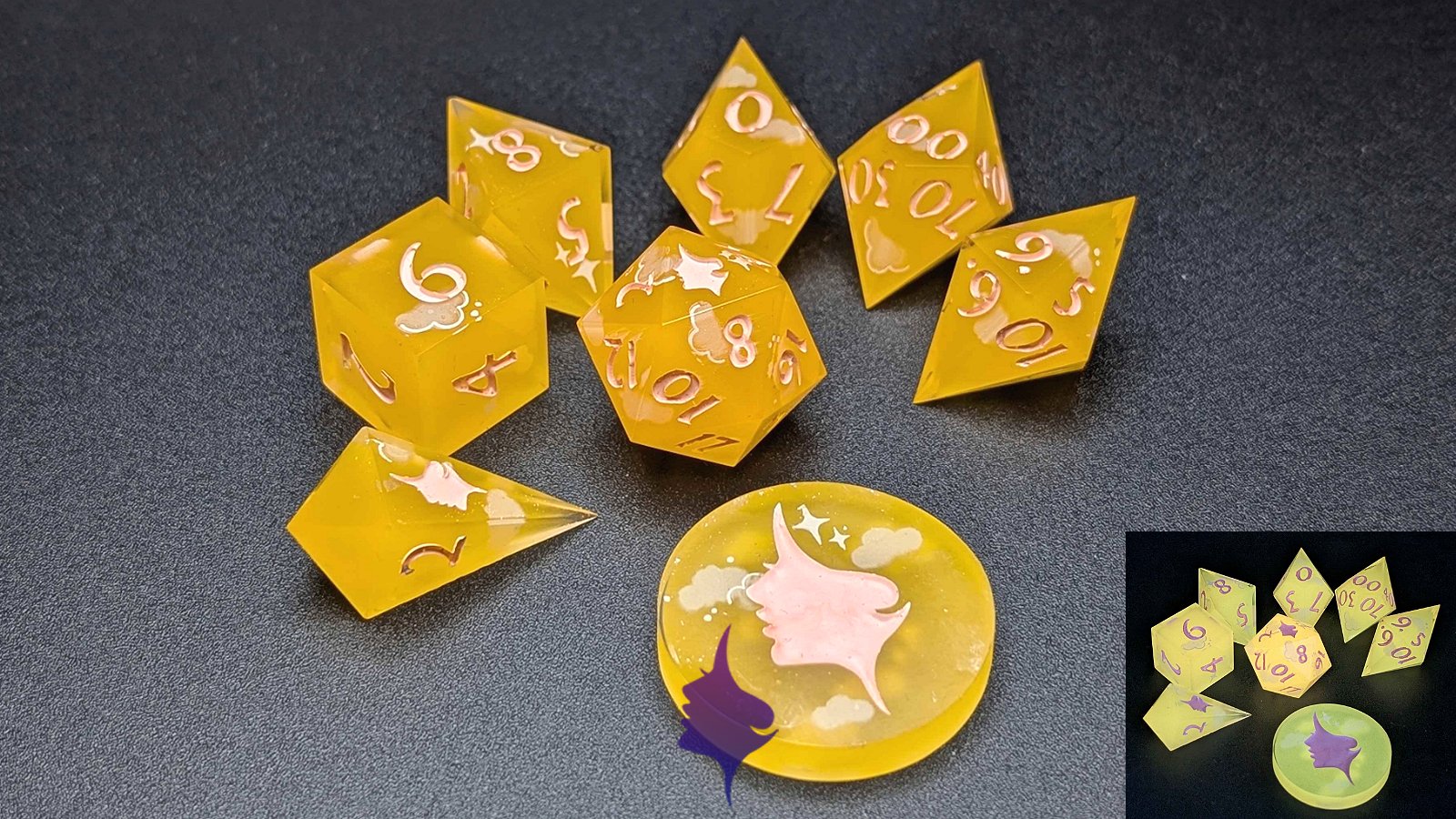 Thoughts - 8-Piece Sharp-Edged Dice Set | Dirgesinger Dice