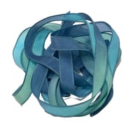 Image 3 of 1PC. MOODY BLUES  42" Hand Dyed Finished Edge Silk Wrist Wrap Bracelet/Jewelry/Craft Ribbons