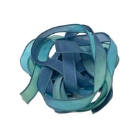 Image 4 of 1PC. MOODY BLUES  42" Hand Dyed Finished Edge Silk Wrist Wrap Bracelet/Jewelry/Craft Ribbons