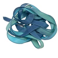 Image 5 of 1PC. MOODY BLUES  42" Hand Dyed Finished Edge Silk Wrist Wrap Bracelet/Jewelry/Craft Ribbons