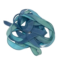 Image 6 of 1PC. MOODY BLUES  42" Hand Dyed Finished Edge Silk Wrist Wrap Bracelet/Jewelry/Craft Ribbons