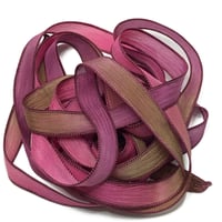 Image 1 of 1PC. RASPBERRY TART 42" Hand Dyed Finished Edge Silk Wrist Wrap Bracelet/Jewelry/Craft Ribbons