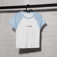 Image 20 of ‘LOVER BABY’ Embroidered Micro Rib Raglan Baby T