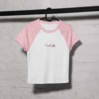 Image 19 of ‘LOVER BABY’ Embroidered Micro Rib Raglan Baby T