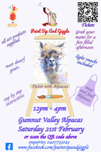 Image 2 of Paint with Alpacas Saturday 21st February 2026 @12pm Gumnut valley Alpacas