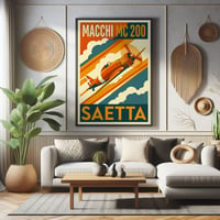 Image 1 of Stampa Fine Art ispirata al caccia Macchi M.C. 200 "SAETTA" - Art Déco inspired aviation prints