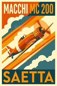 Image 3 of Stampa Fine Art ispirata al caccia Macchi M.C. 200 "SAETTA" - Art Déco inspired aviation prints