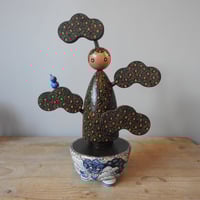 Image 1 of  pine tree girl in a blue & white bowl