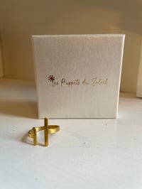 Image 2 of Horizontal Lined Gold Ring Stainless Steel - No. 7