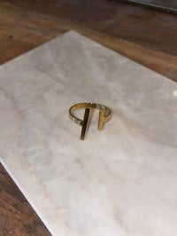 Image 1 of Horizontal Lined Gold Ring Stainless Steel - No. 7