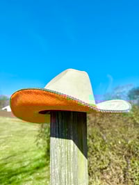 Image 2 of “Orange you Glad” Rhinestone Cowboy Hat, Covered Suede Heart Shaped Bedazzled Hats