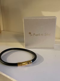 Image 2 of Black leather Bracelet Stainless Steel - No. 4