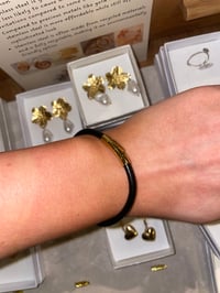 Image 3 of Black leather Bracelet Stainless Steel - No. 4