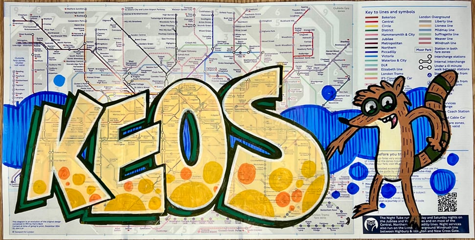 MrKEOS London tube map - Mordecai/Rigby/Benson