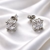 Image 2 of 5.5mm CZ Sterling Silver Stud Earrings – Push Back | 925 Silver