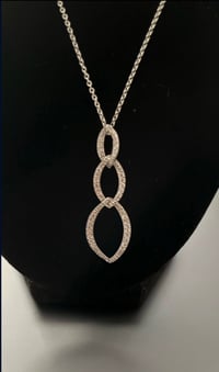 Image 1 of 925 Sterling Silver CZ Triple Loop Pendant Necklace – 18”
