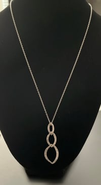 Image 2 of 925 Sterling Silver CZ Triple Loop Pendant Necklace – 18”