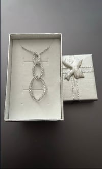 Image 3 of 925 Sterling Silver CZ Triple Loop Pendant Necklace – 18”