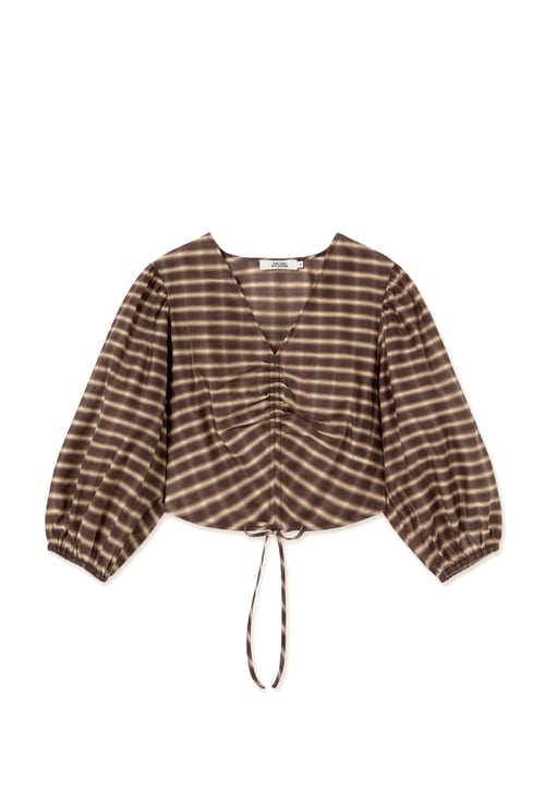 Image of 1-Blusa Check V Neck