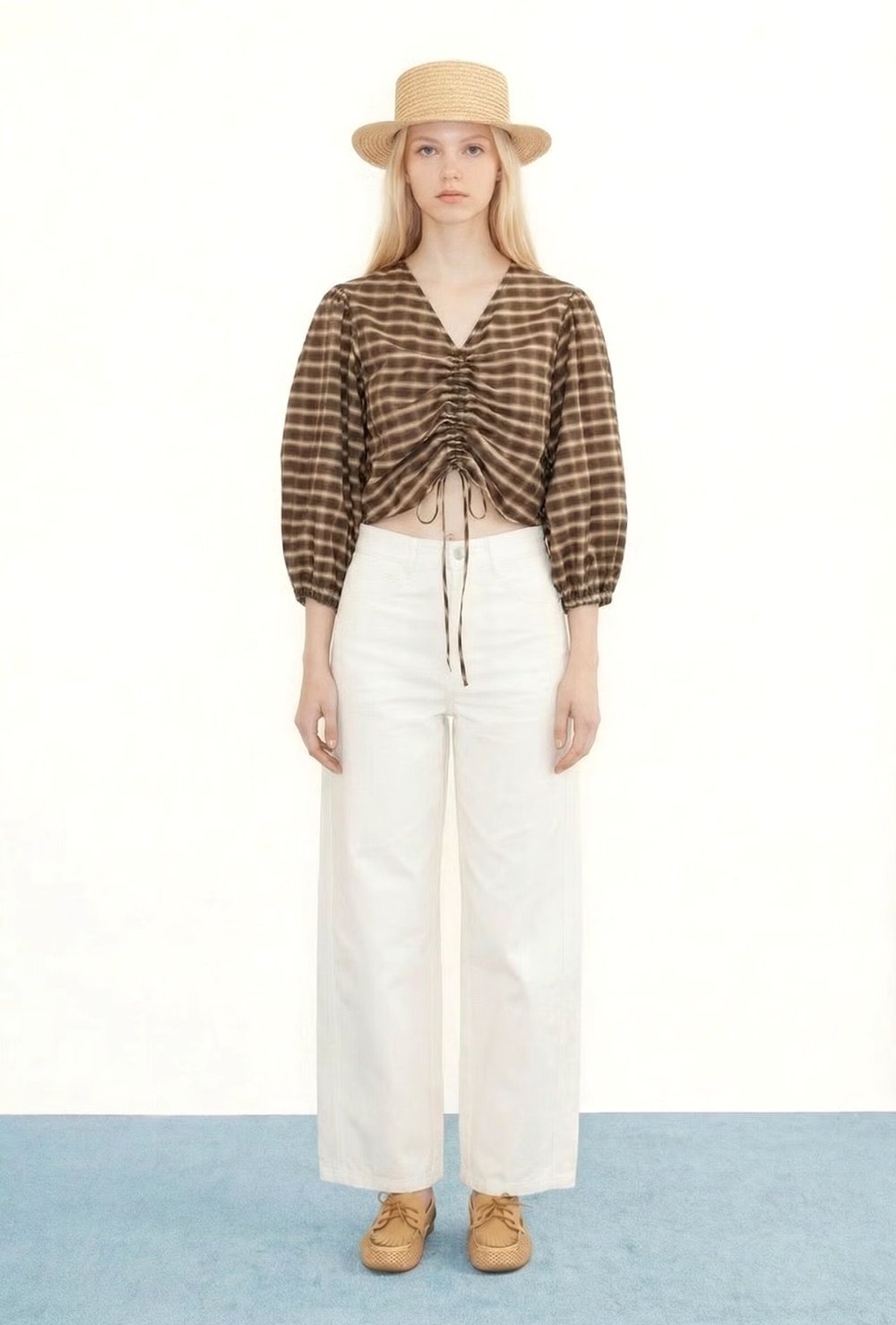 Image of 1-Blusa Check V Neck