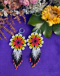 Image 2 of Large Spring Flower Fringe Earrings