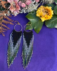 Image 2 of Moss Hoop Fringe Earrings