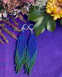 Image 2 of Deep Blue Fringe Earrings
