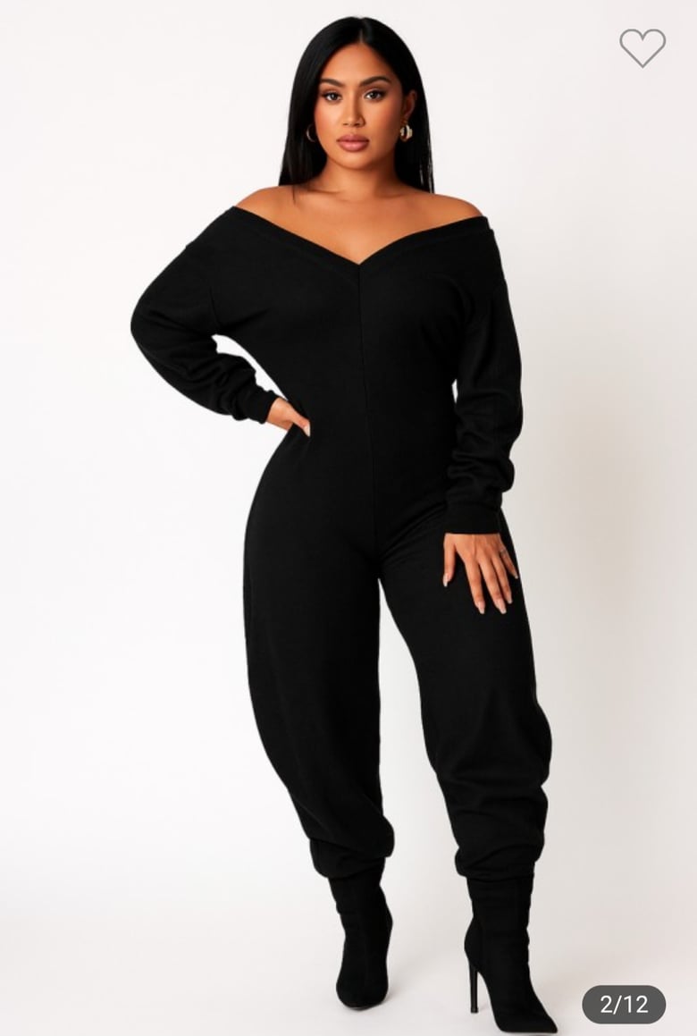Image of Black Cozy Sweatshirt Jumpsuit 