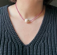 Image 1 of Raw Ruby Choker with Baroque Pearl