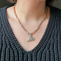 Image 1 of Ombre Moonstone and Heart Necklace