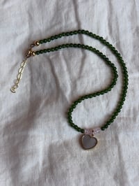 Image 2 of Dyed Jade with Mother of Pearl Charm