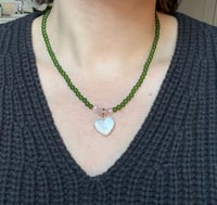 Image 1 of Dyed Jade with Mother of Pearl Charm