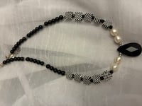 Image 2 of Onyx & Checkered Bead Statement Necklace