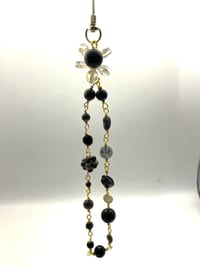 Image 2 of Natural Obsidian Flower Healing Crystal Charm Necklace & Purse Strap | Copper Wire Rosary wrap