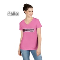 Image 4 of Pink Splatterpunk with a Heartbeat V-Neck T-shirt 