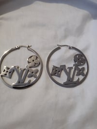 Silver Flower LV Earrings 