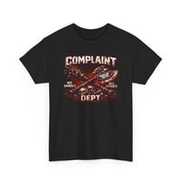 Image 1 of Complaint Dept 'We Handle All Issues' Axe & Steel Tipped Spiked Mace Complaint Dept T-Shirt