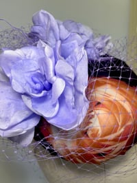 Image 2 of Floral button headpiece with lavender flowers