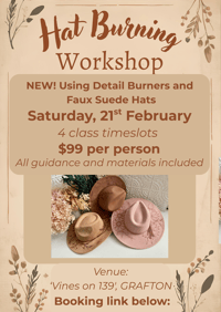 NEW HAT BURNING WORKSHOP February 21st, 2026