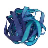 Image 4 of 1PC. PARAKEET   42" Hand Dyed Finished Edge Silk Wrist Wrap Bracelet/Jewelry/Craft Ribbons