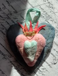 Image 1 of Spun cotton sacred heart and crown