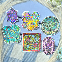 Image 1 of Stained Glass Window-style Holographic Stickers