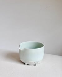 Image 1 of Mint Matcha Bowl with Opalescent Glaze Drip