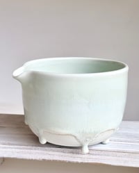 Image 3 of Mint Matcha Bowl with Opalescent Glaze Drip