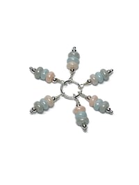 Image 3 of 6PC. Handmade Glass Bead Charms: Silver Tone Plated Accented Dangle Charms, Peach Blue Gray