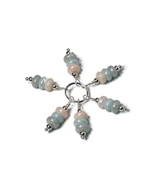 Image 1 of 6PC. Handmade Glass Bead Charms: Silver Tone Plated Accented Dangle Charms, Peach Blue Gray